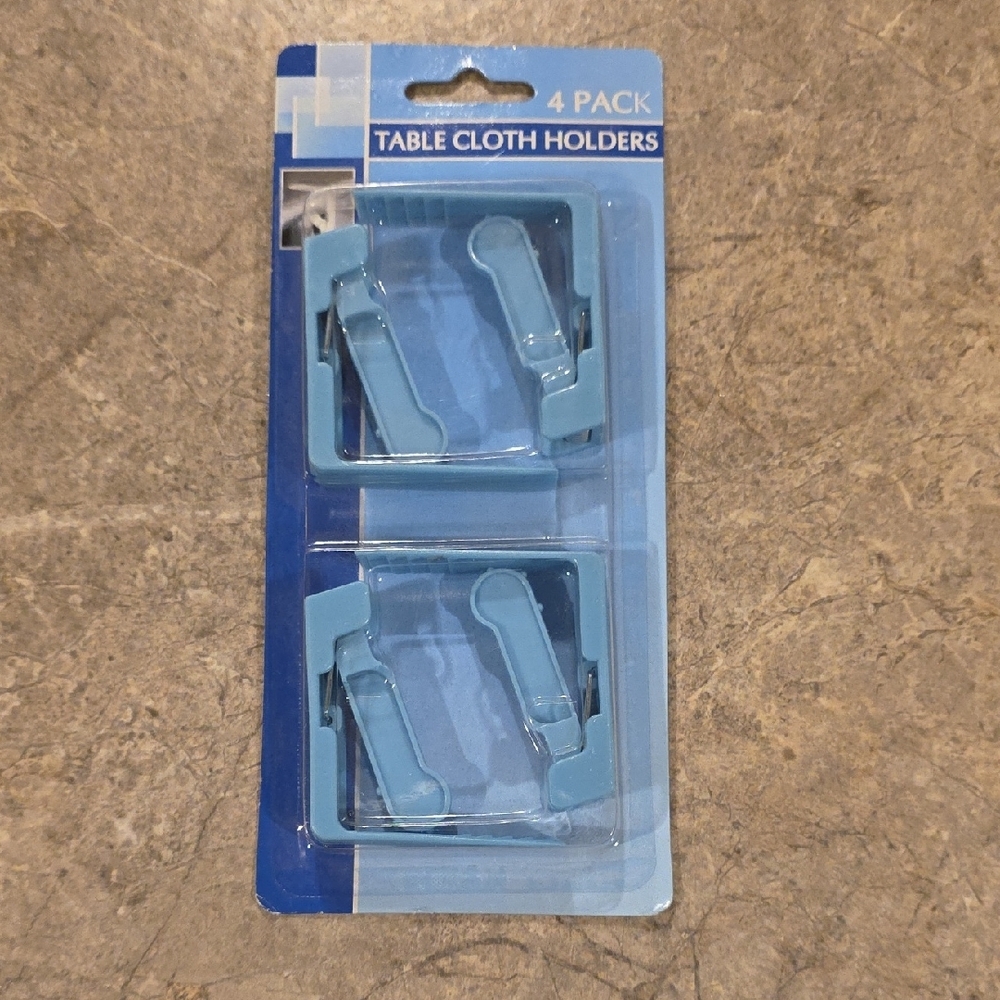 (J64)  Blue Table Cloth Holders - 4 Pack